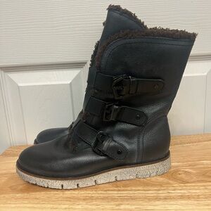 OTBT Black Jack Fur Lined Leather Boots Size 6 M